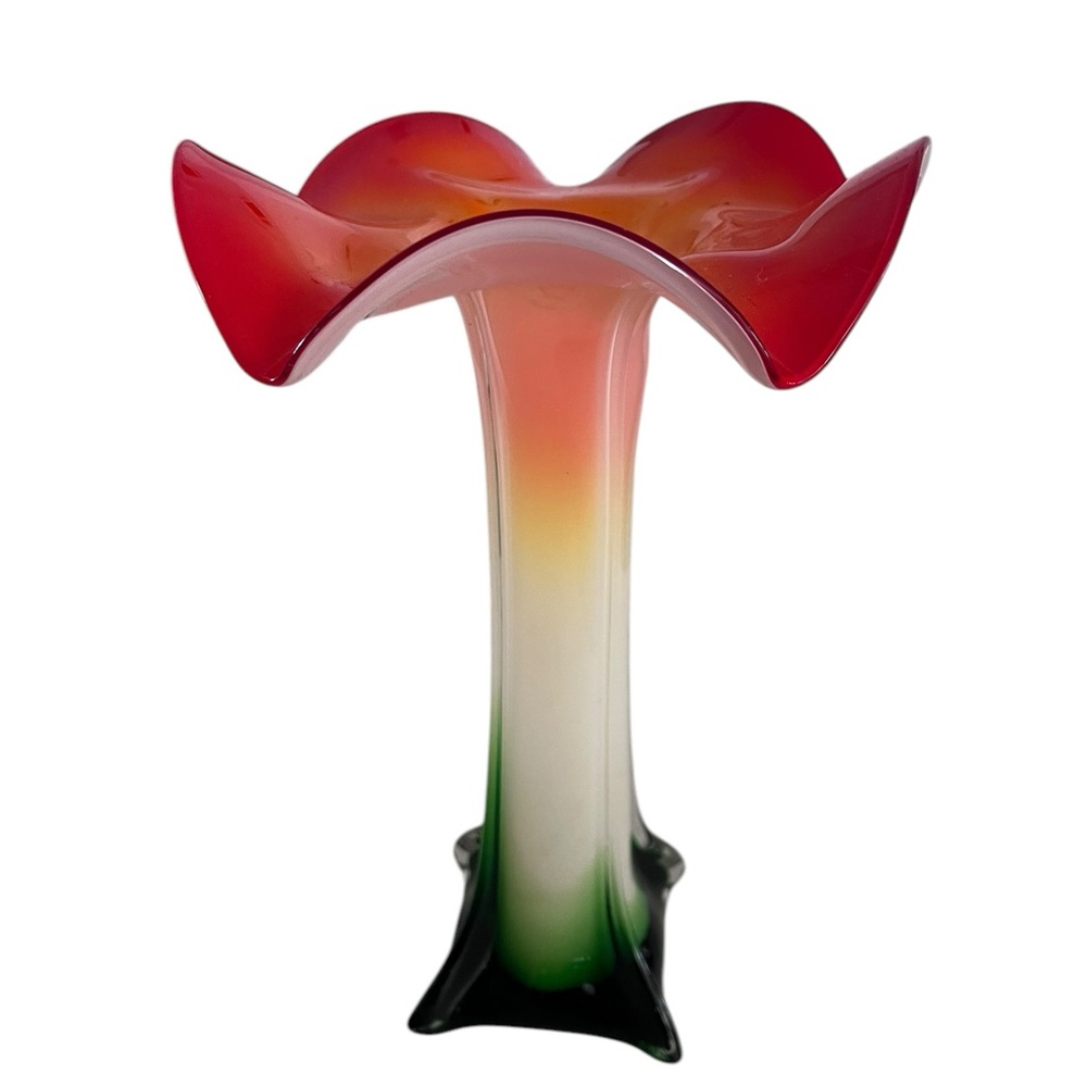 Elegant Red and Green Glass Vase